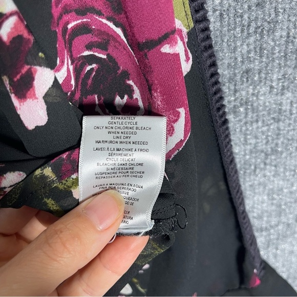 KUT From The Kloth Black Sheer Floral Button Down Long Sleeve 90s Y2K Small - Picture 8 of 10